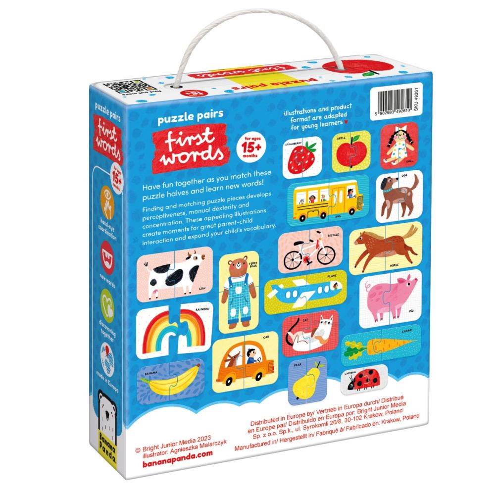 Puzzle educativ, Banana Panda, Primele Cuvinte, 18 piese