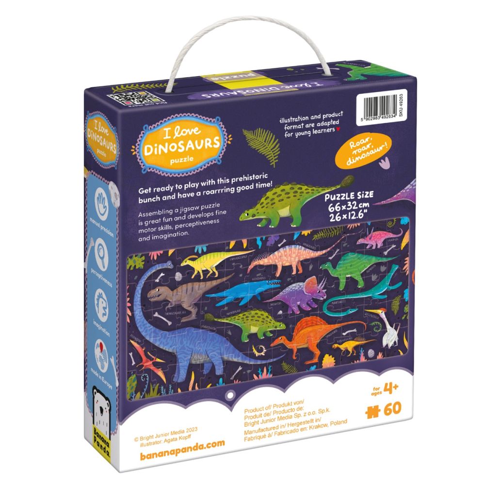 Puzzle educativ, Banana Panda, I love Dinosaurs, 60 piese