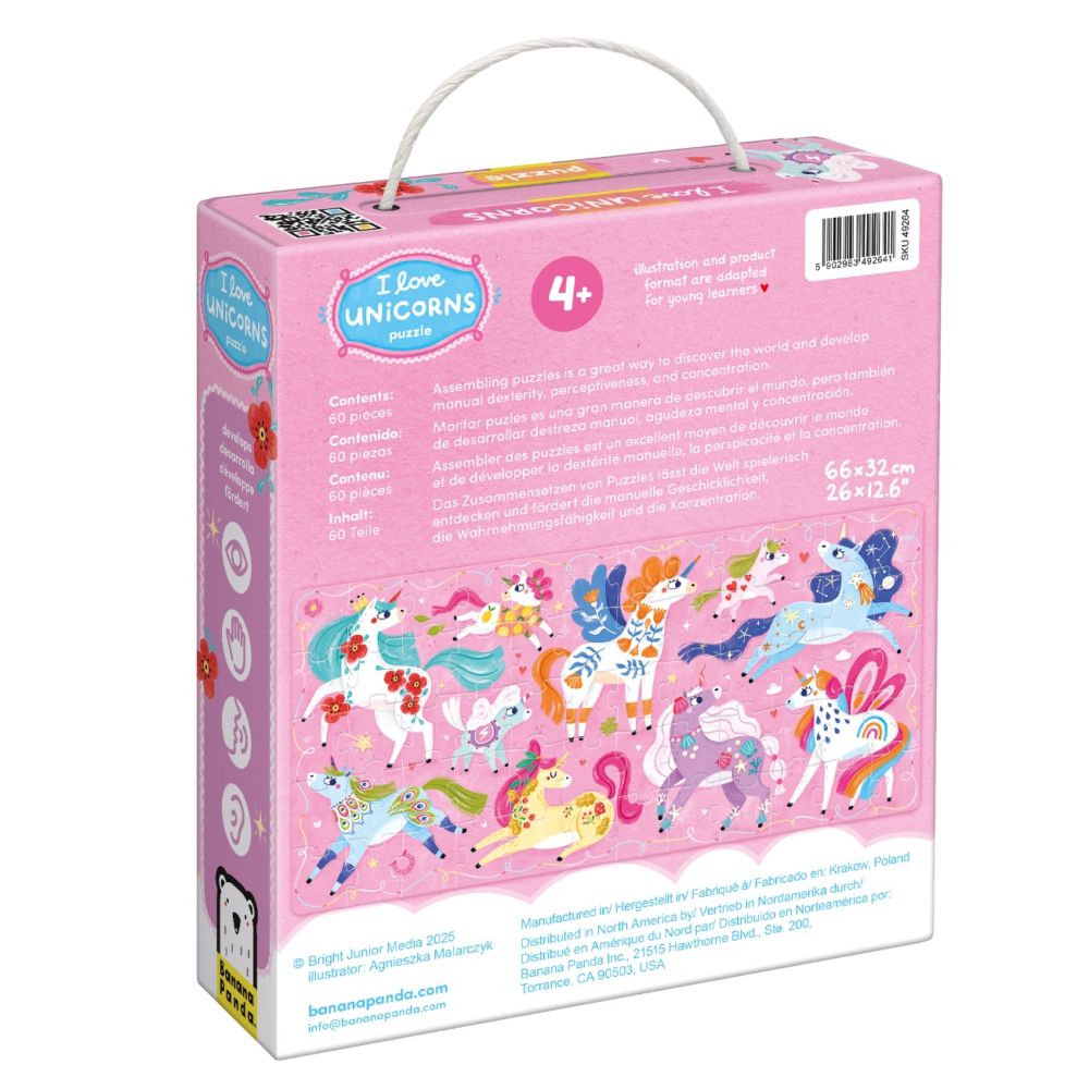 Puzzle Banana Panda, I love Unicorns, 60 piese