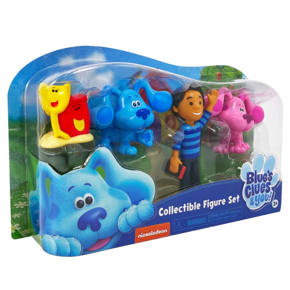 Set 4 figurine, Blues Clues and You, Blue, Magenta, Josh si Shovel and Pail
