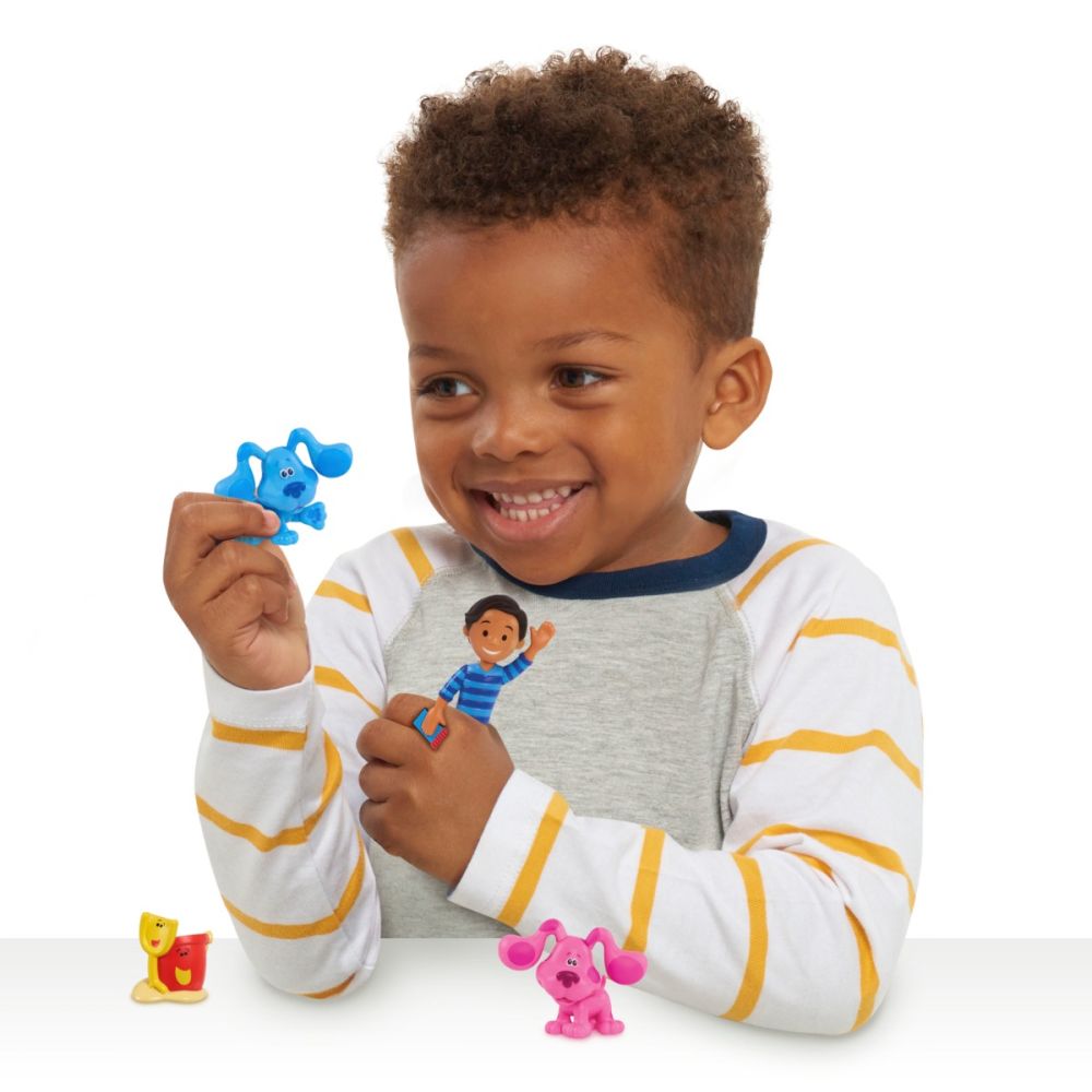 Set 4 figurine, Blues Clues and You, Blue, Magenta, Josh si Shovel and Pail