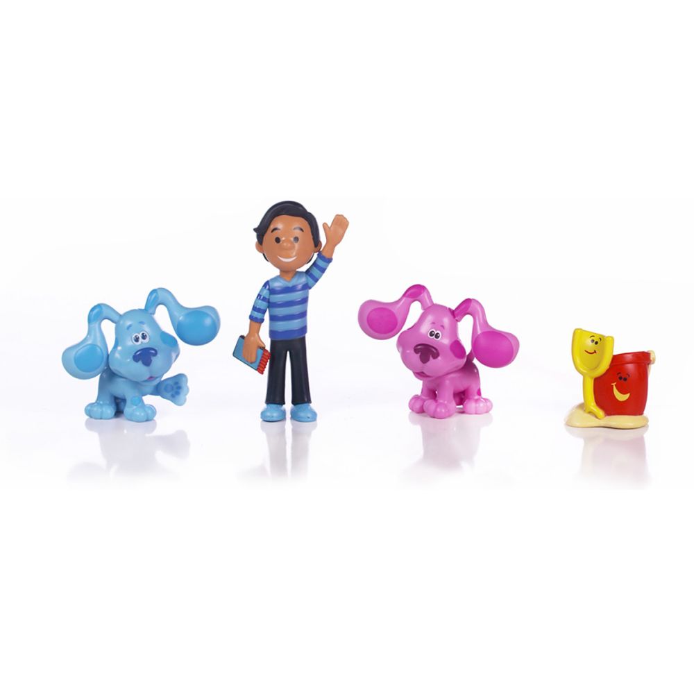 Set 4 figurine, Blues Clues and You, Blue, Magenta, Josh si Shovel and Pail