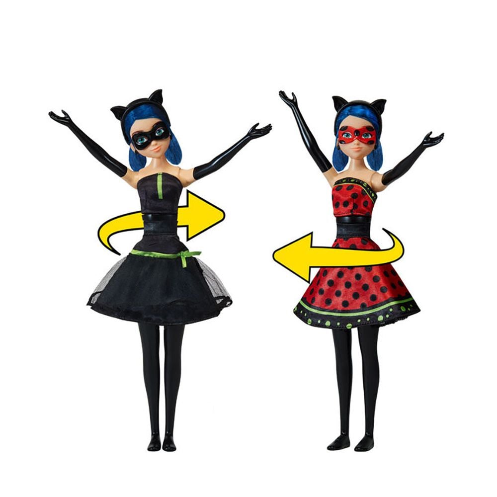 Papusa Marinette 2 in 1, Miraculous Ladybug, Hero Switch