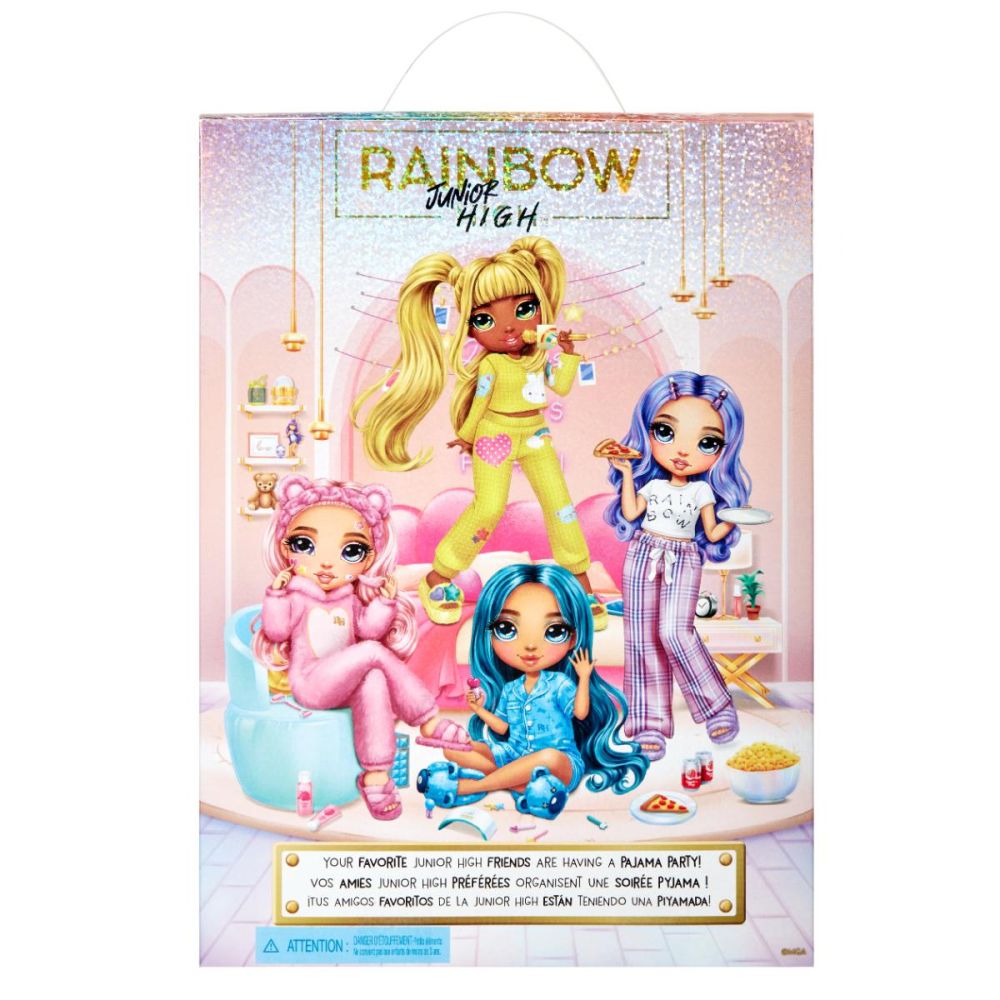 Papusa Rainbow High Junior, Pj Party, Violet Willow, 503705EUC