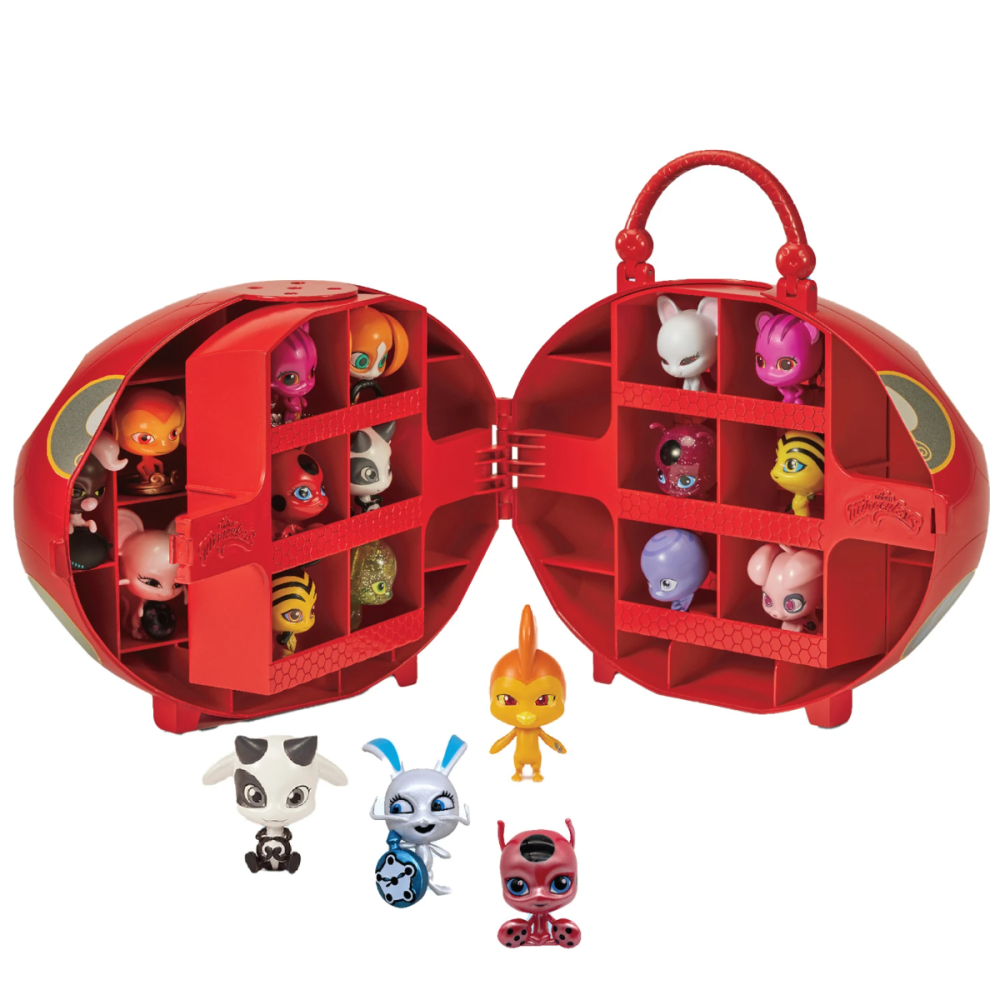 Cutie de depozitare cu 4 figurine surpriza, Miraculous, Kwami