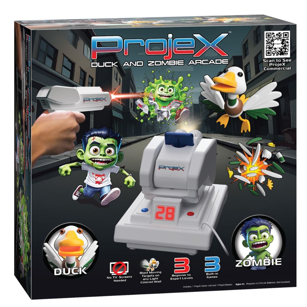 Consola de jocuri cu proiector si 1 blaster, Laser X, Projex Duck And Zombie Arcade