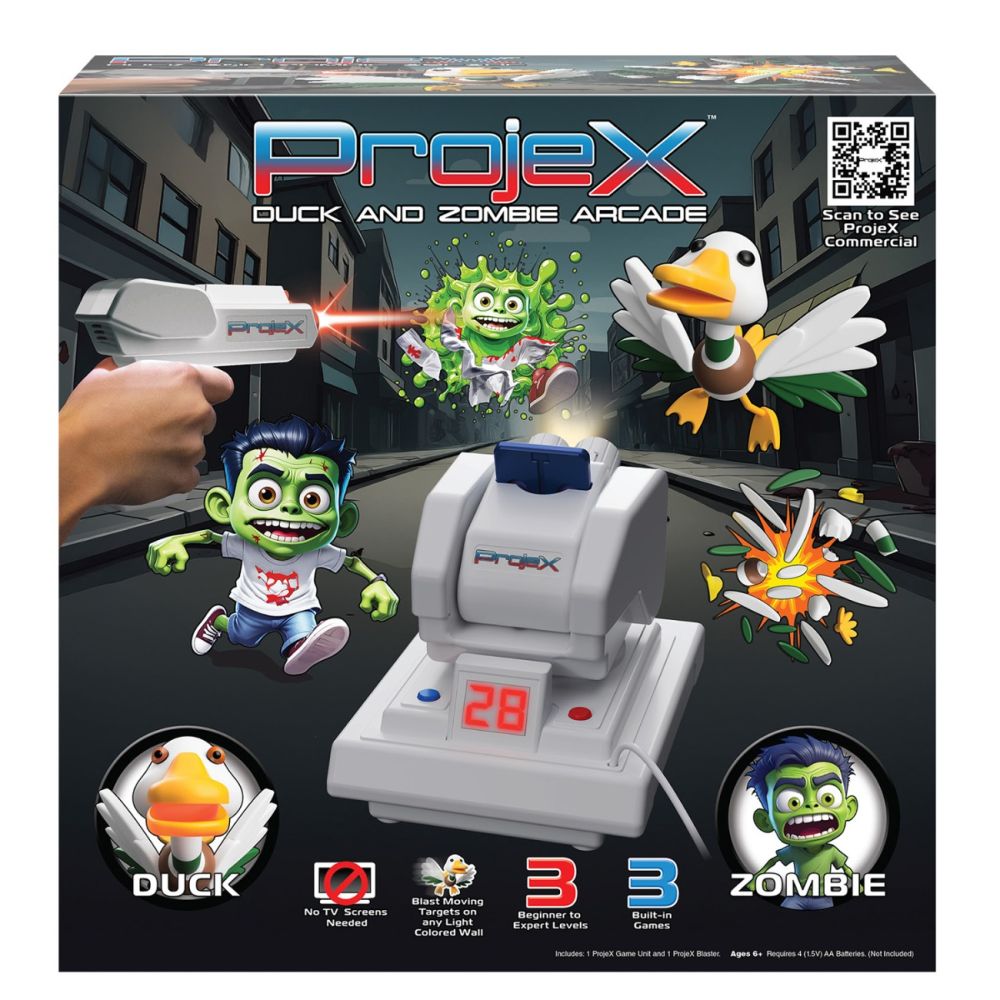 Consola de jocuri cu proiector si 1 blaster, Laser X, Projex Duck And Zombie Arcade
