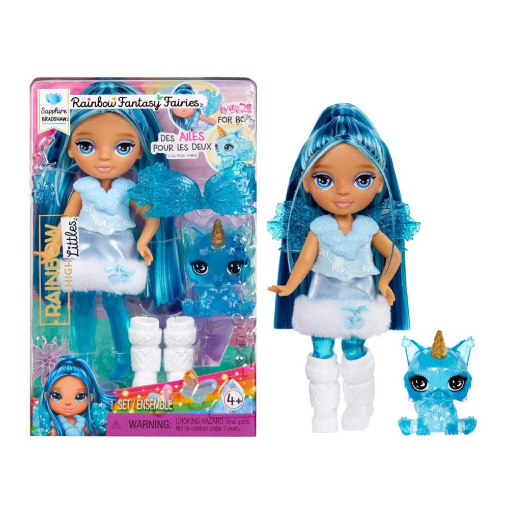 Papusa Rainbow High Littles, Rainbow Fantasy Fairies, Sapphire, 543428EUC