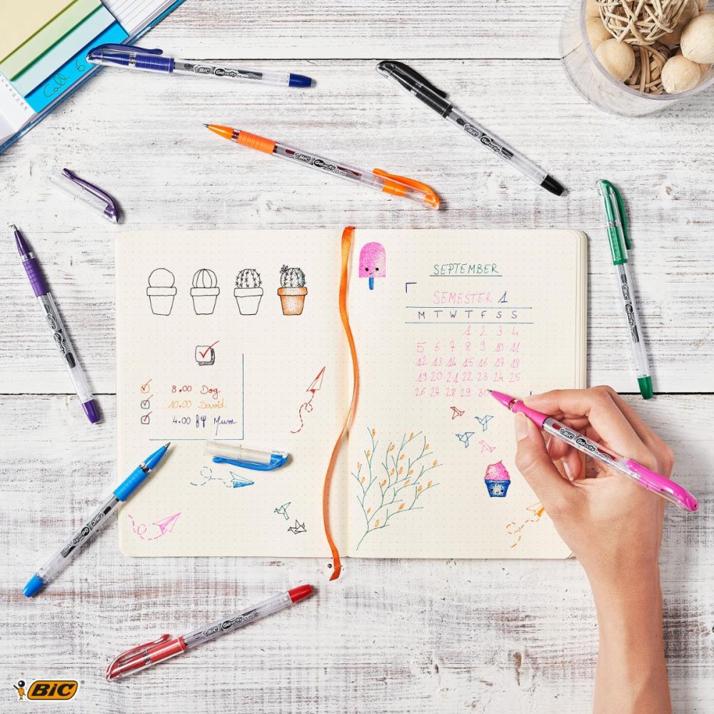 Set 4 pixuri cu gel, Bic, Gel-ocity Stic, 0.5 mm
