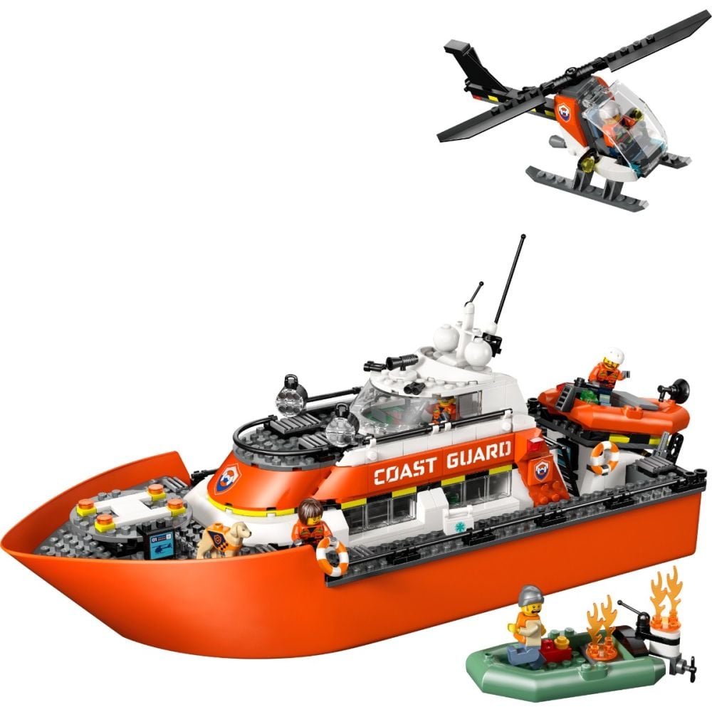 LEGO® City - Barca de salvare si elicopter ale Pazei de Coasta (60504)