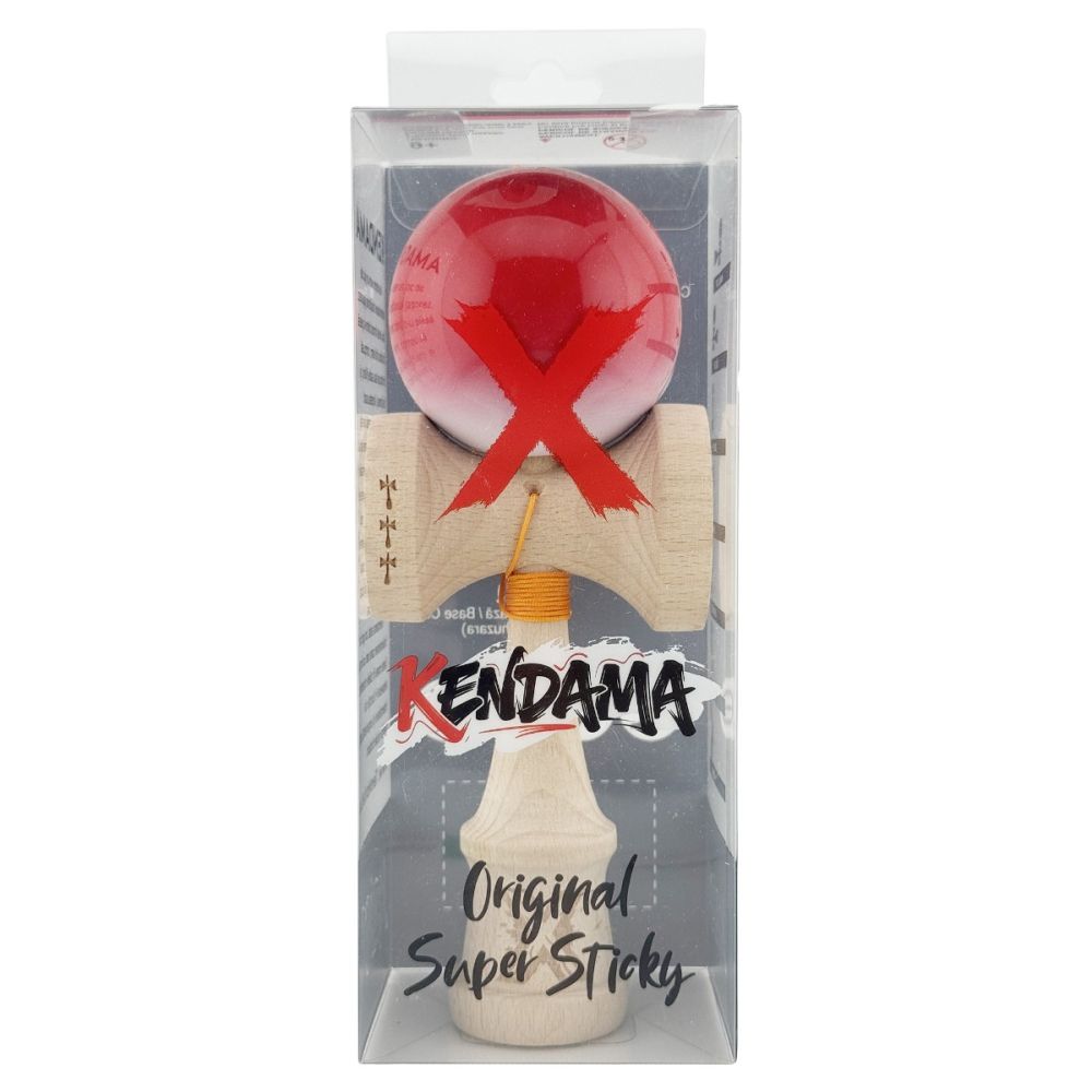 Jucarie de indemanare din lemn, Kendama X, Flippy Big Cups V2, Super Sticky, Gradient Rosu, Alb