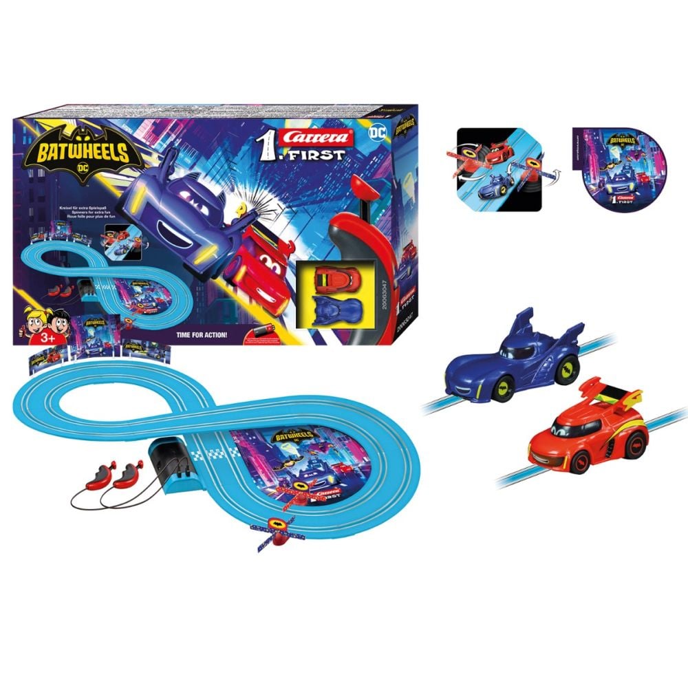 Set pista de curse cu 2 masinute, Carrera, Batwheels DC