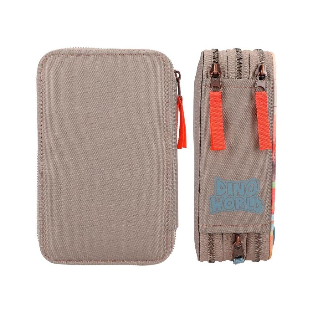 Penar cu trei compartimente echipat, Depesche, Dino World, Khaki Brown