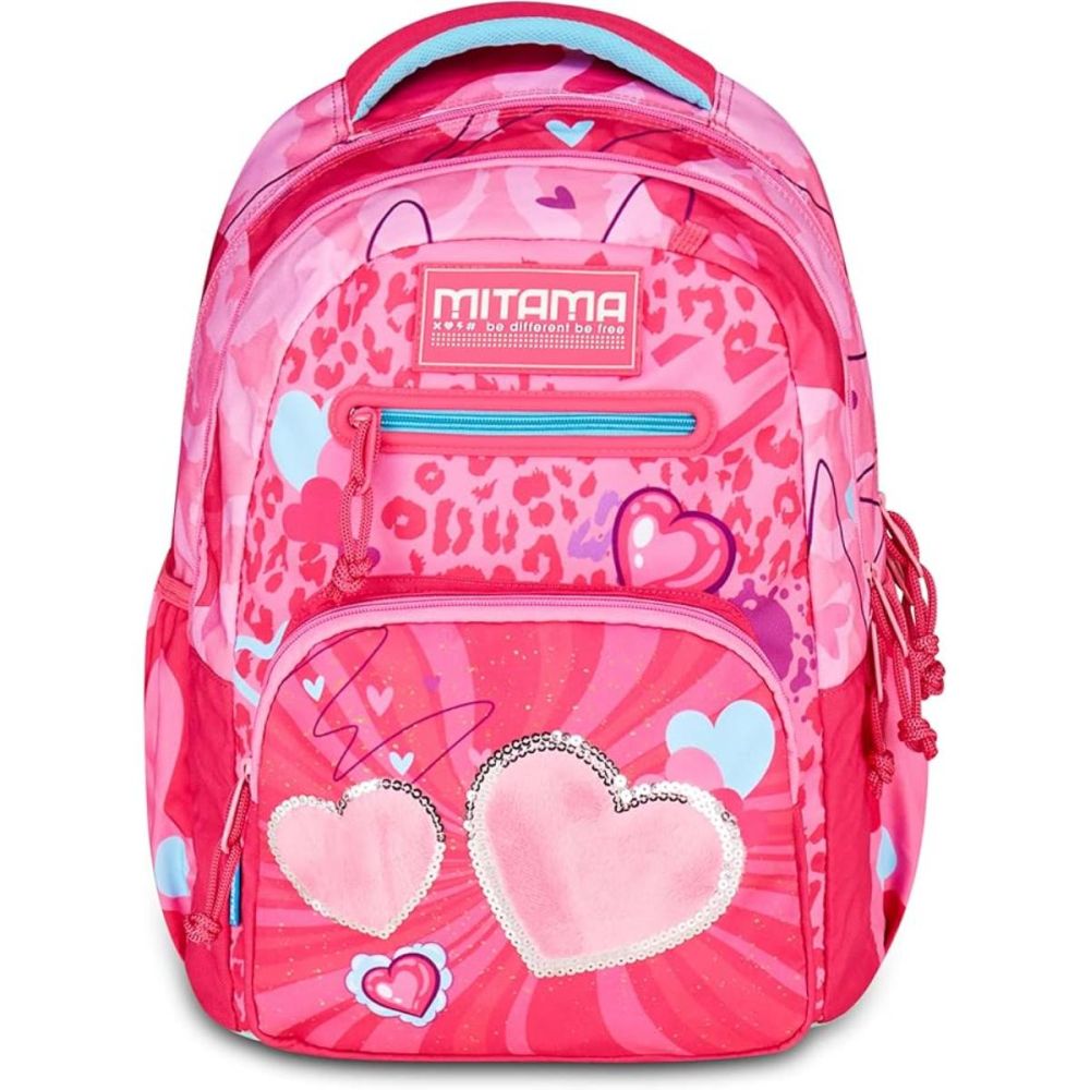 Ghiozdan cu 3 compartimente, Mitama, New Plus, Furry Pink