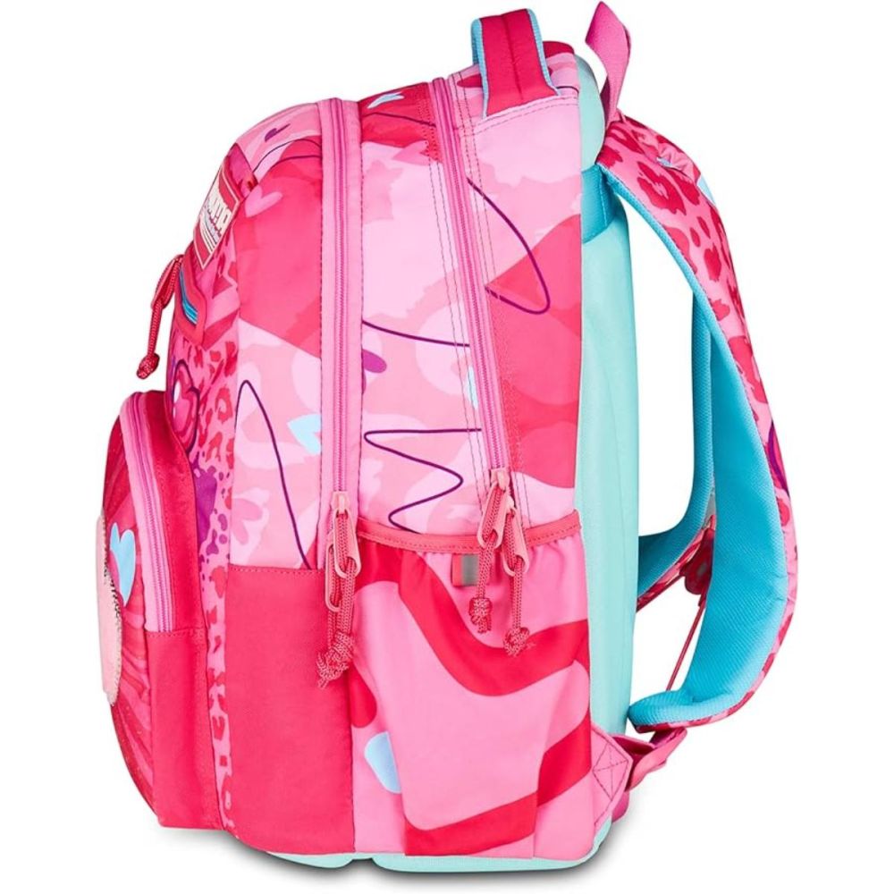 Ghiozdan cu 3 compartimente, Mitama, New Plus, Furry Pink