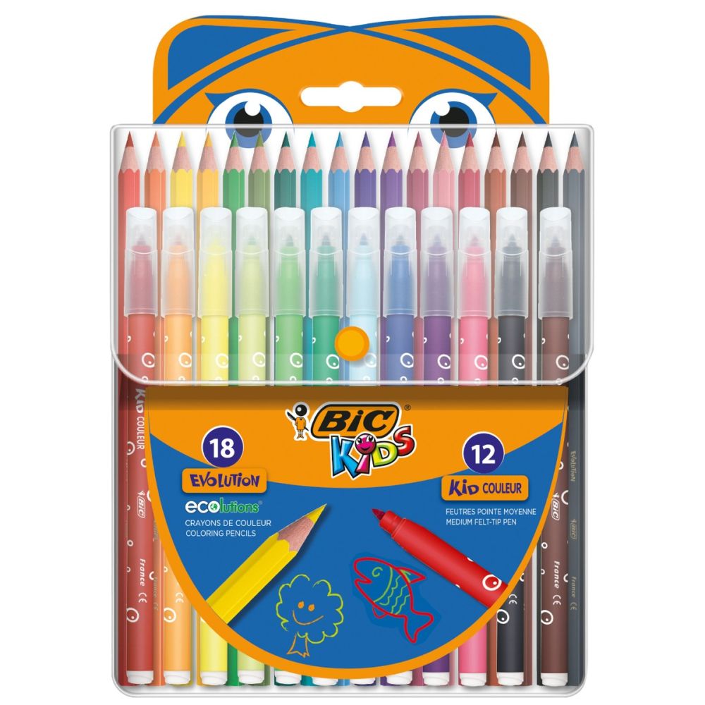 Set de colorat, Bic Evolution 18 creioane si 12 markere