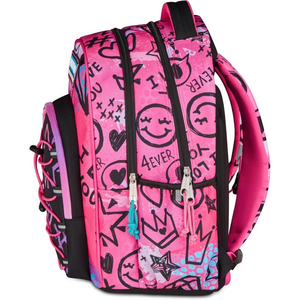 Ghiozdan cu 3 compartimente, Mitama, New Plus, M-Power, Rocknlove