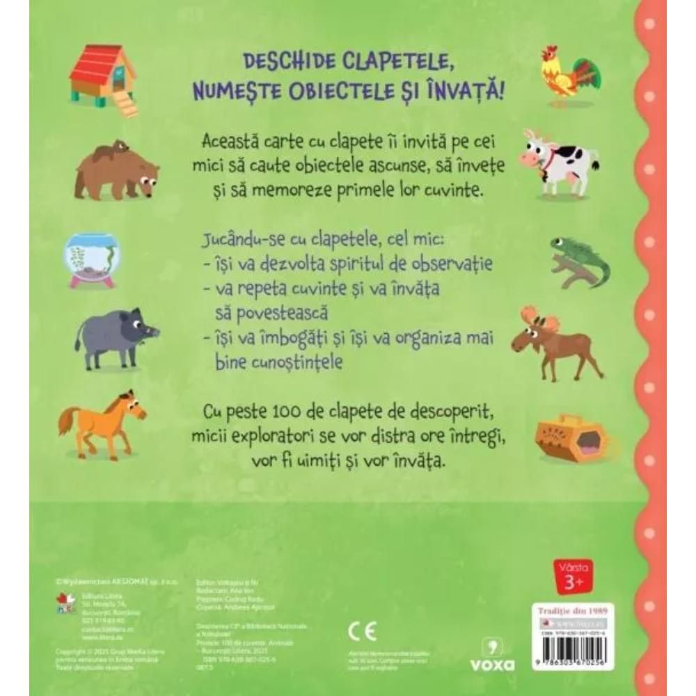 Carte cu clapete, Primele 100 de cuvinte, Animale