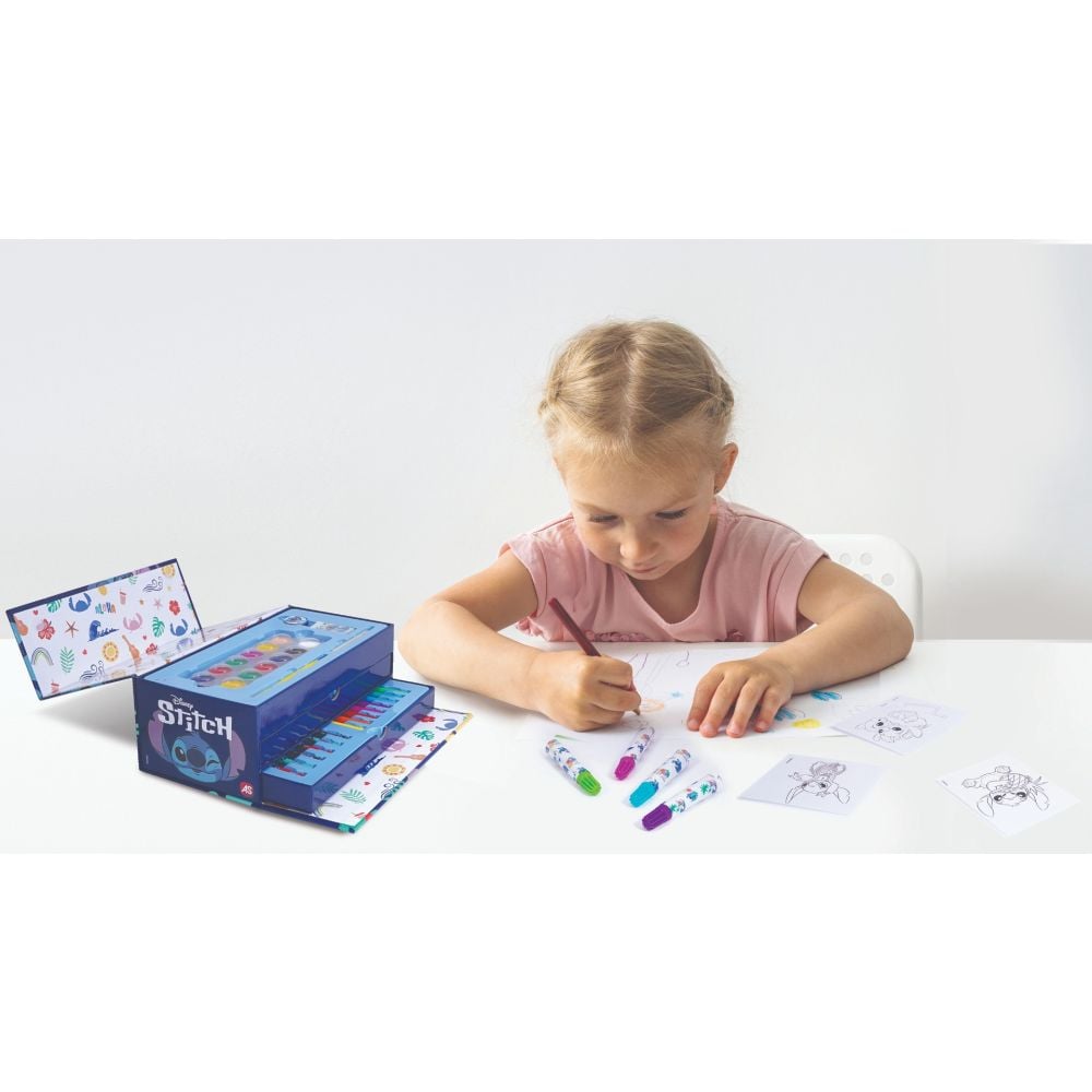 Set de colorat in trusa, Disney Stitch, 50 piese