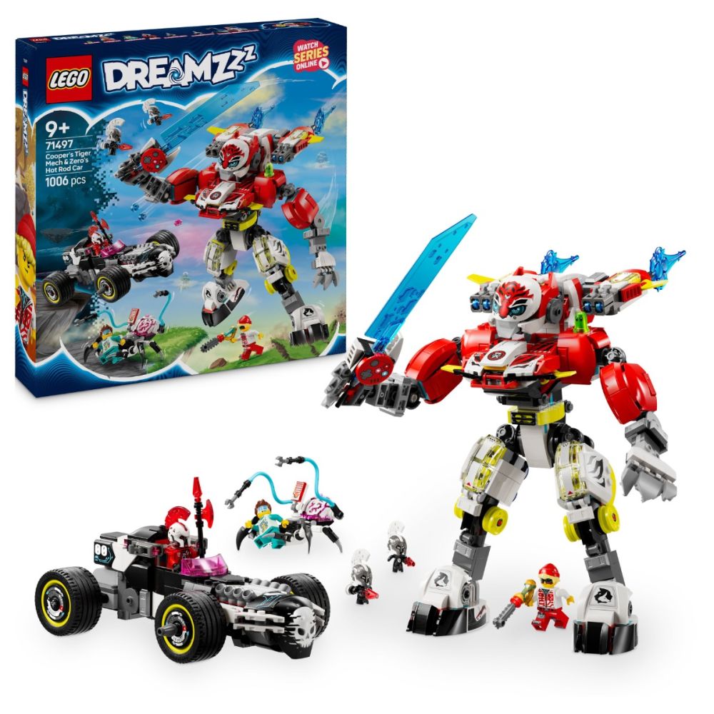 LEGO® Dreamzzz - Robotul tigru al lui Cooper si Masina Hot Rod a lui Zero (71497)