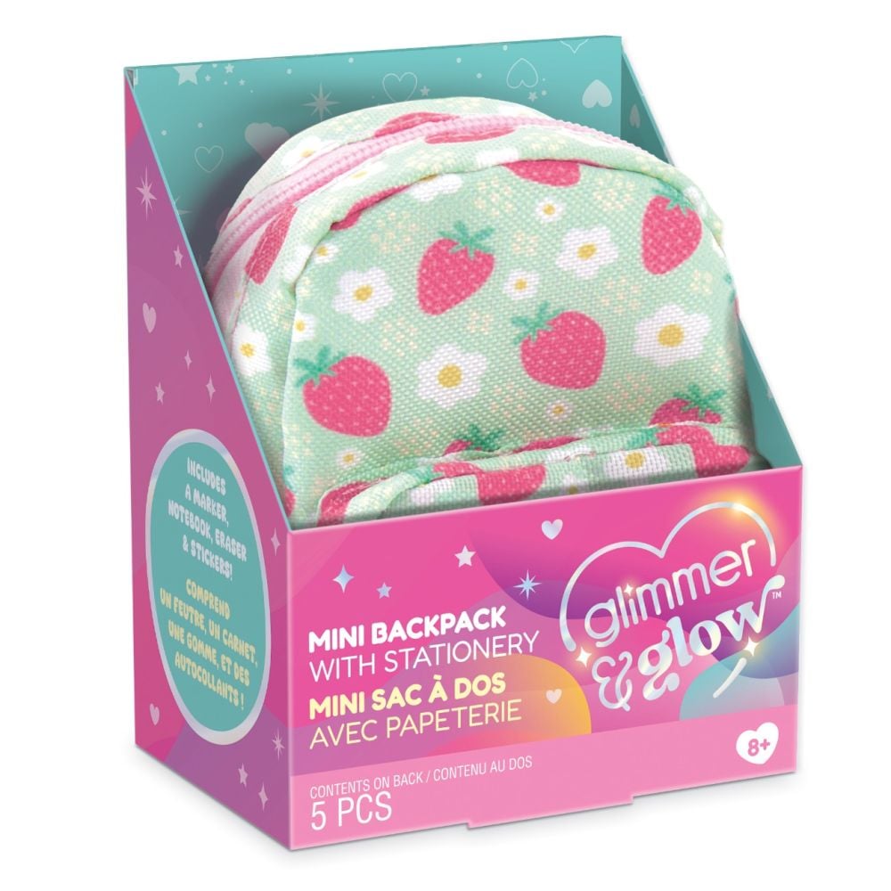 Mini ghiozdanel cu accesorii de papetarie, Glimmer & Glow, 5 piese
