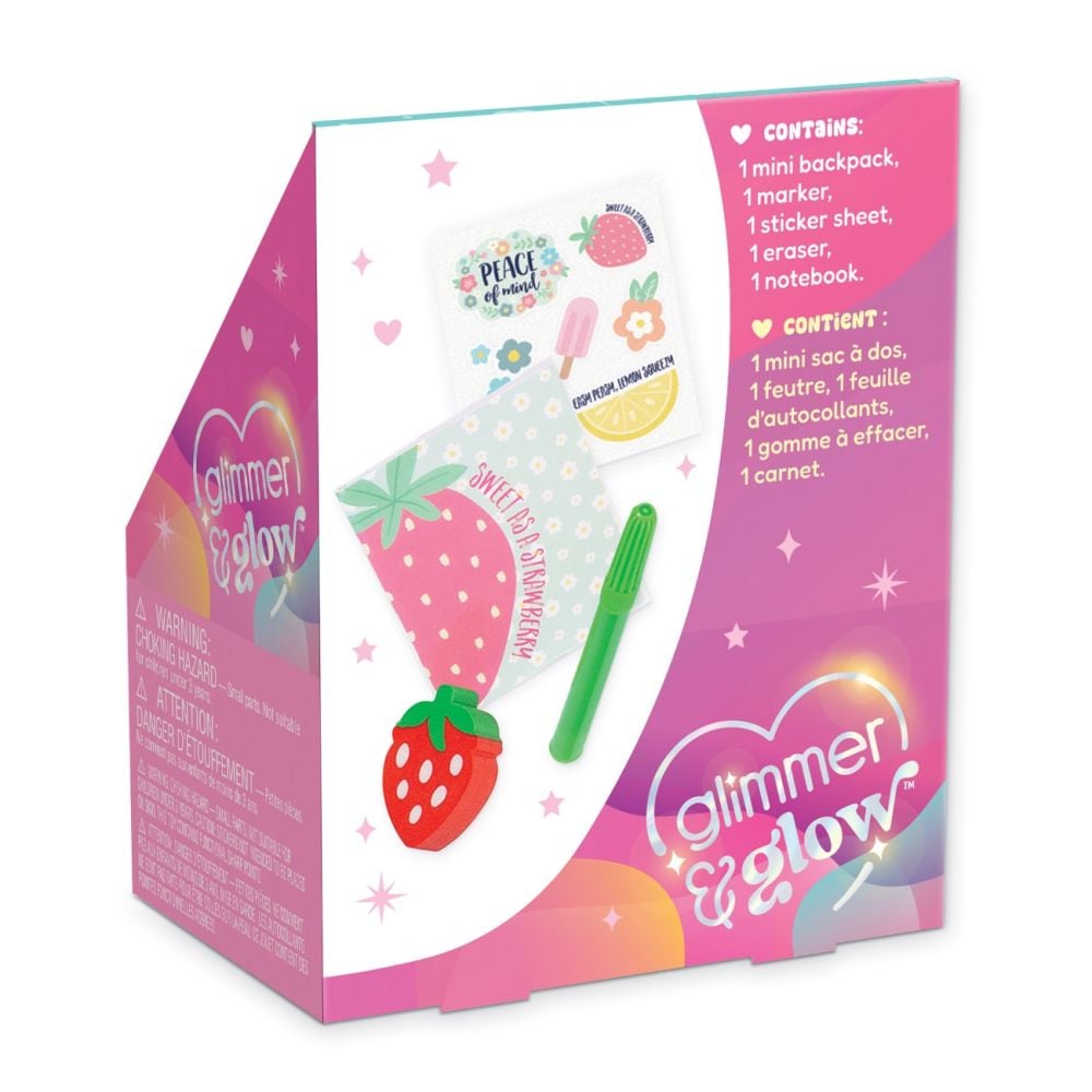 Mini ghiozdanel cu accesorii de papetarie, Glimmer & Glow, 5 piese