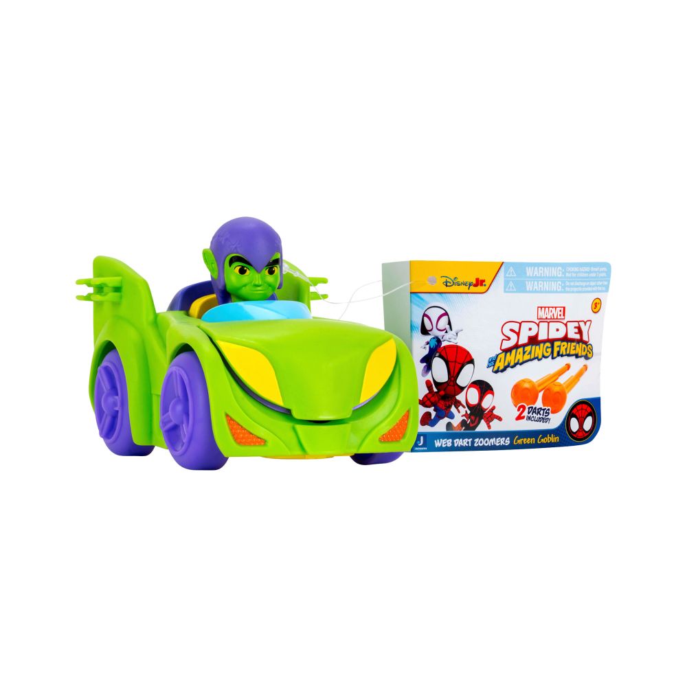 Vehicul cu lansator de sageti si figurina, Spidey and His Amazing Friends, Green Goblin