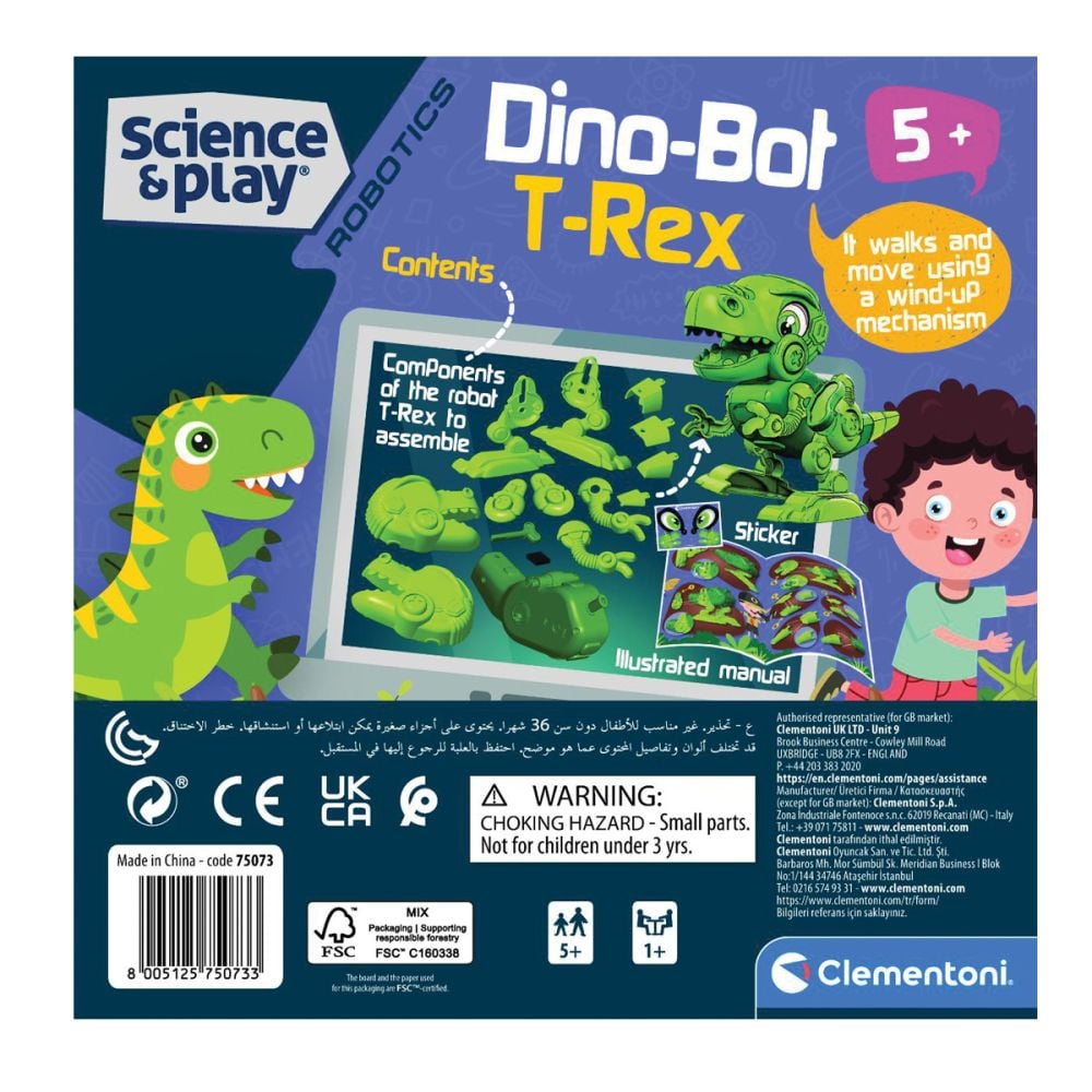 Kit de constructie, Clementoni, Science and Play, Robotul Dino T-Rex