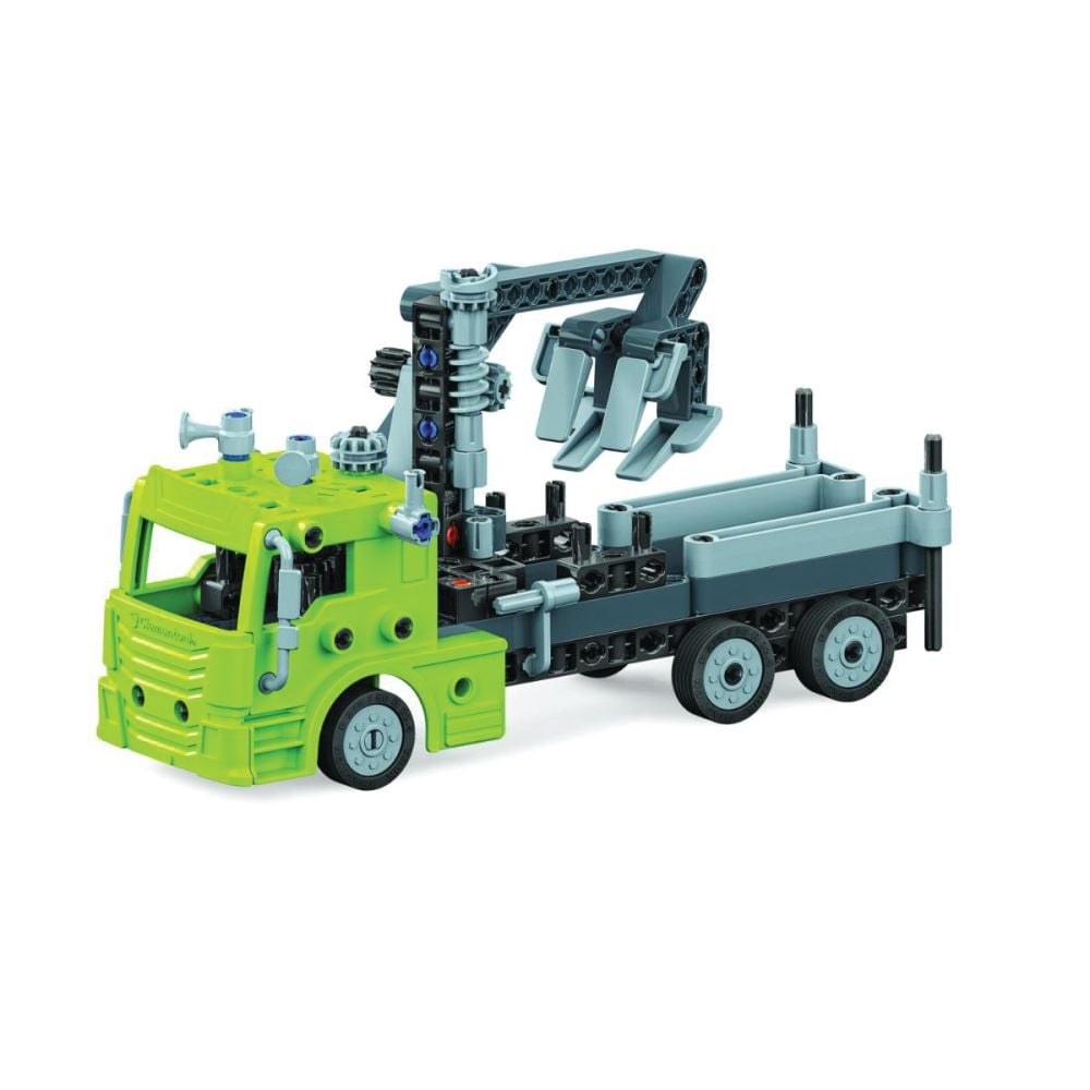 Kit de constructie, Clementoni, Science & Play, Camion cu remorca si masinute, 190 piese