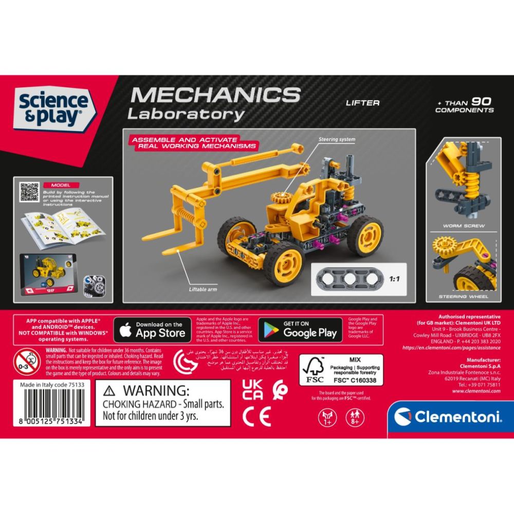 Kit de constructie, Clementoni, Science & Play, Stivuitor, 90 piese