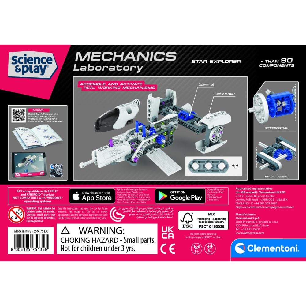 Kit de constructie, Clementoni, Science & Play, Nava Spatiala, 90 piese
