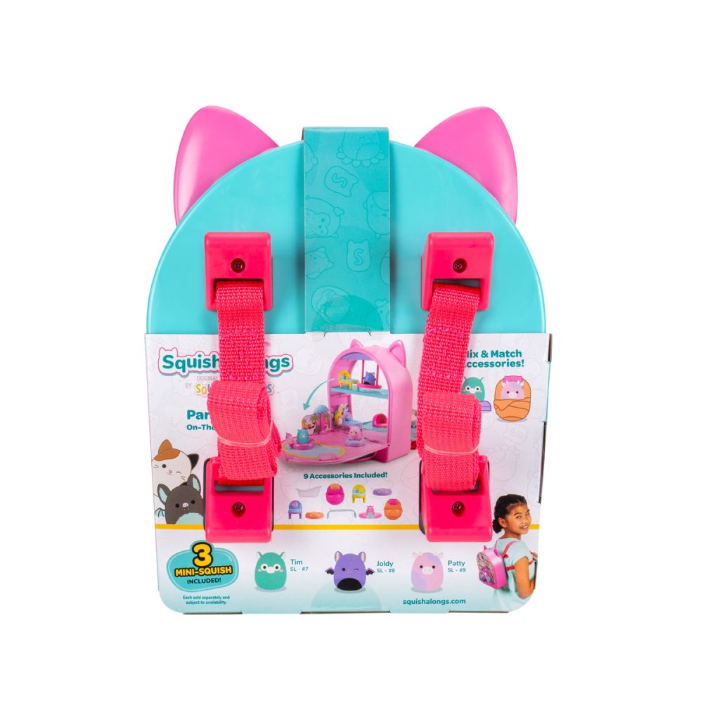 Set 3 figurine, Squishmallows, Squish a longs, Party Pack On the Go, 9 accesorii
