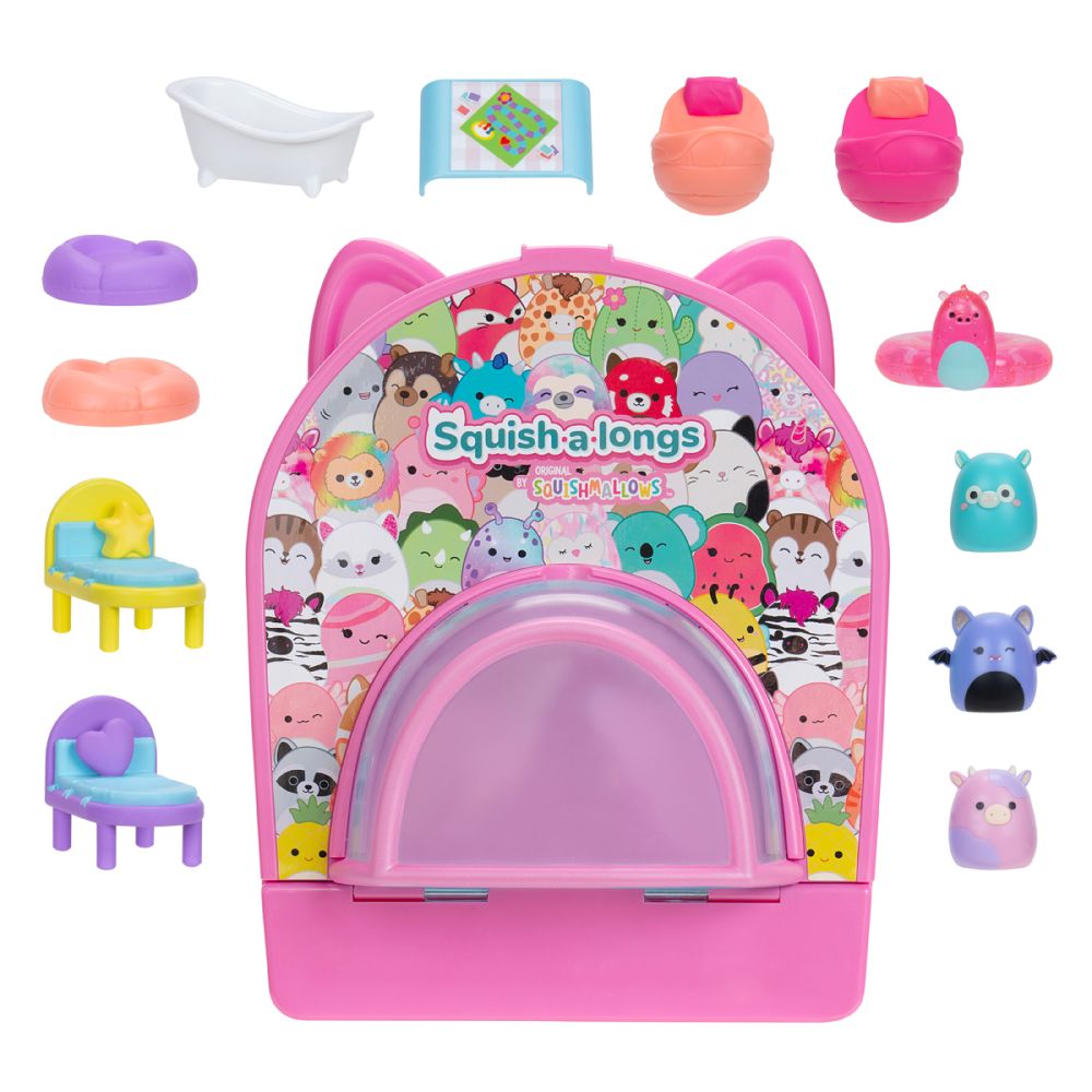 Set 3 figurine, Squishmallows, Squish a longs, Party Pack On the Go, 9 accesorii