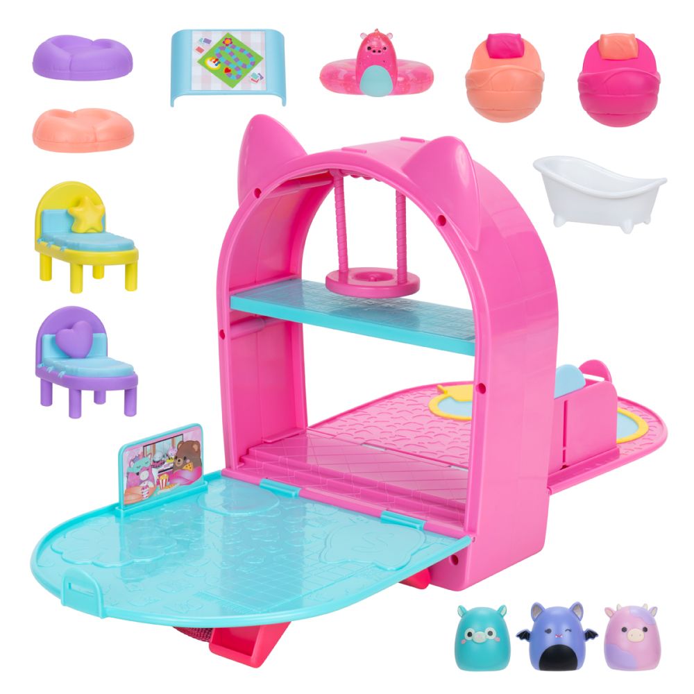 Set 3 figurine, Squishmallows, Squish a longs, Party Pack On the Go, 9 accesorii