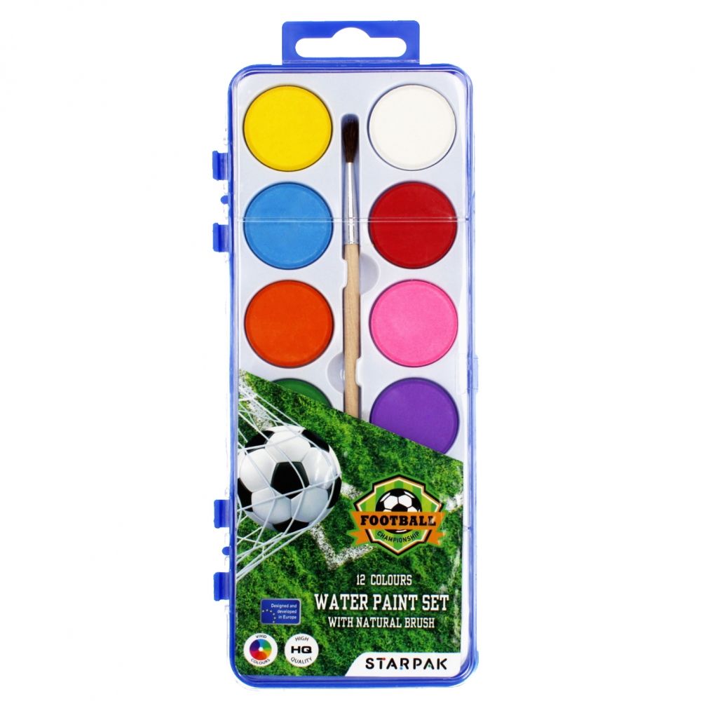 Acuarele cu pensula Starpak, Fotbal, 12 culori