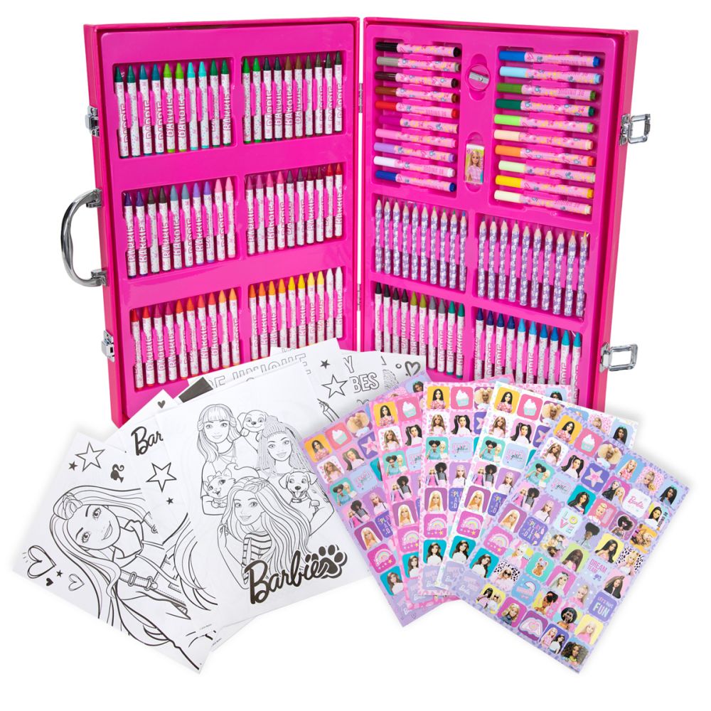 Set de colorat in trusa, Barbie, 137 piese