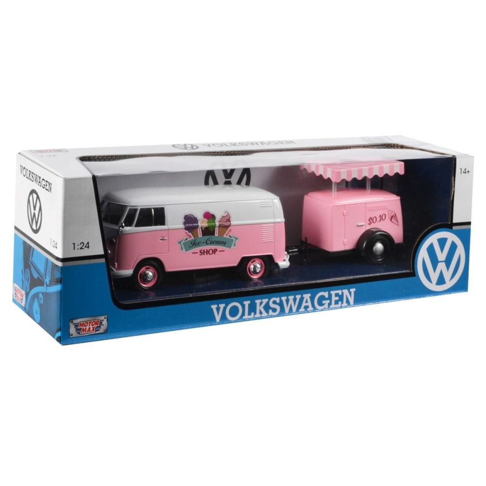 Camioneta cu remorca Motormax, Volkswagen Type 2 T1 Ice Cream, 1:24