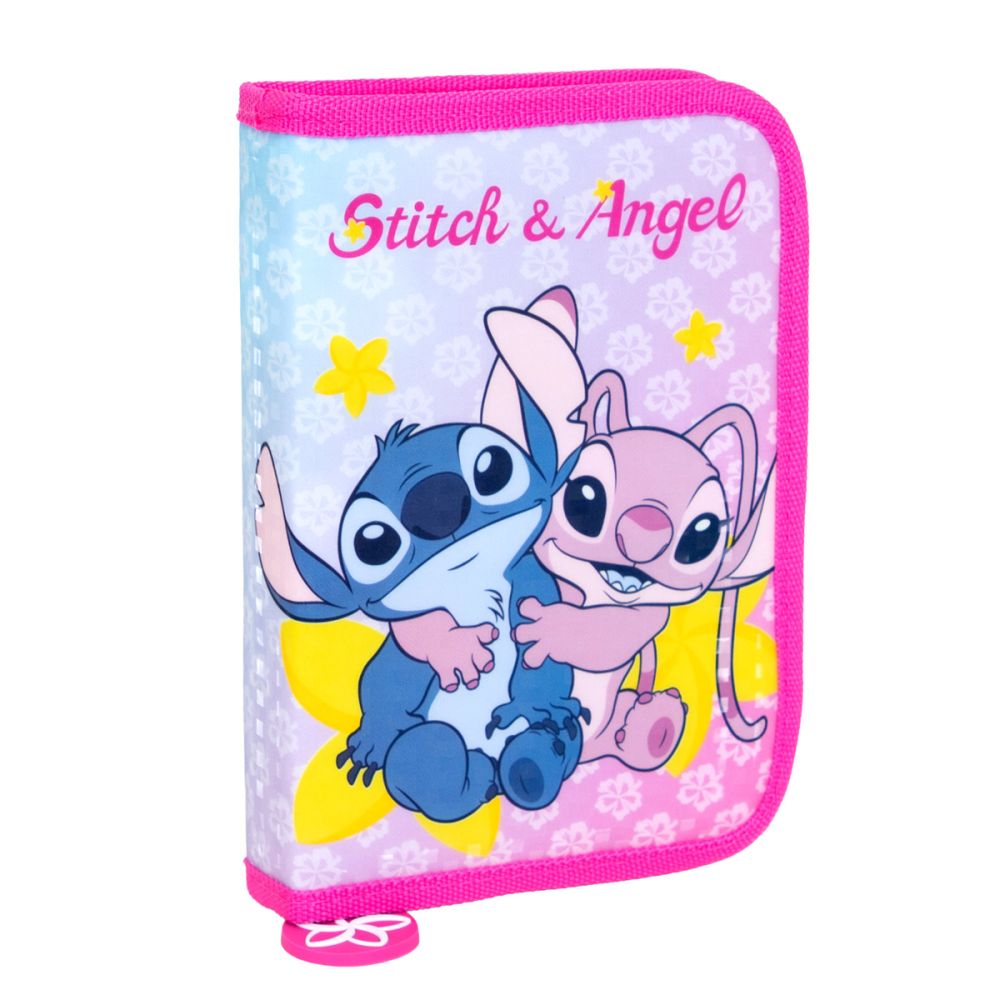 Penar cu 1 fermoar si 2 extensii, Disney Stitch si Angel, Roz