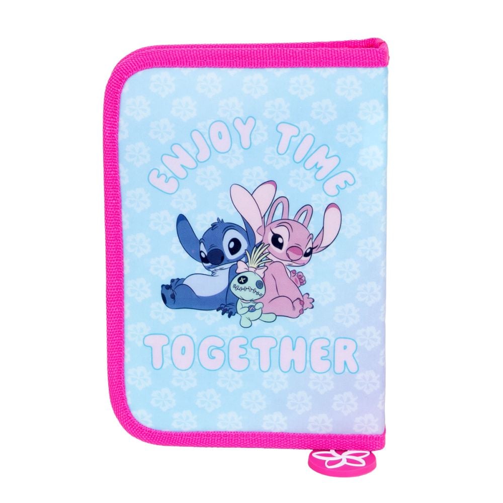 Penar cu 1 fermoar si 2 extensii, Disney Stitch si Angel, Roz