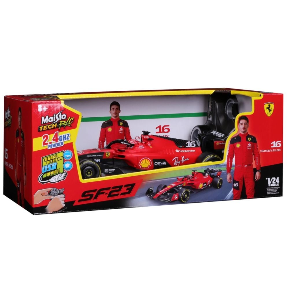 Masina de curse cu telecomanda, Maisto Tech, F-1 Ferrari SF23, 16 Charles Leclerc, 1:24