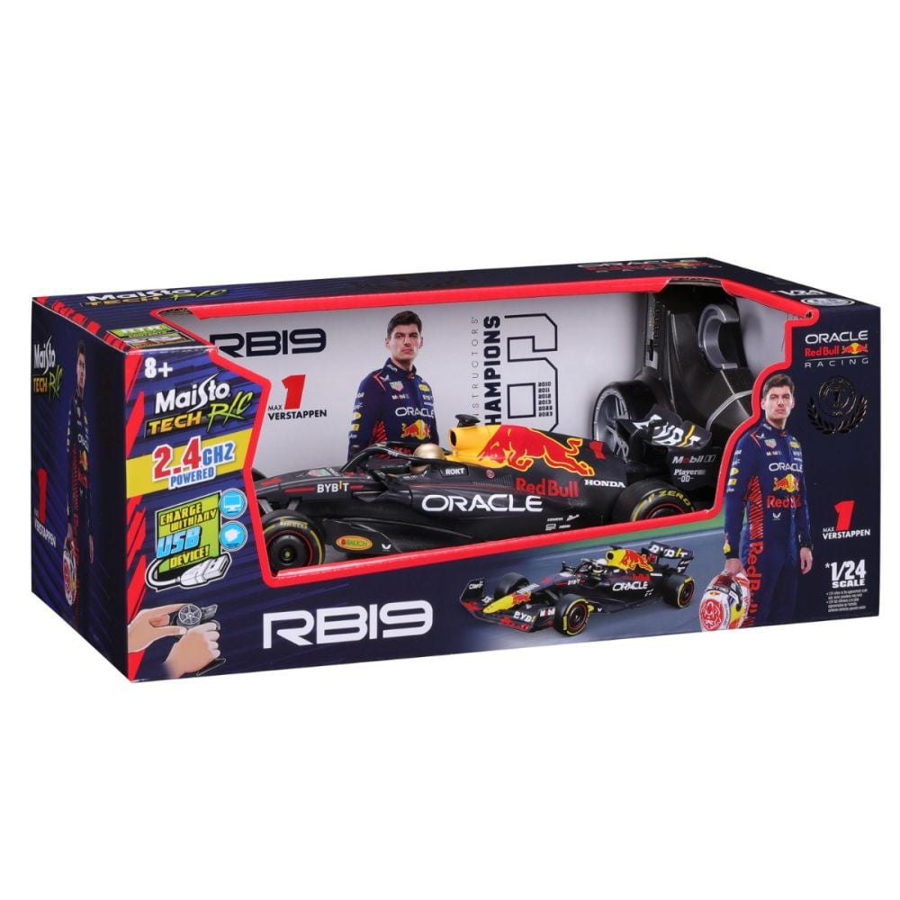 Masina de curse cu telecomanda, Maisto Tech, F-1 Ferrari RB19, Max Verstappen, 1:24