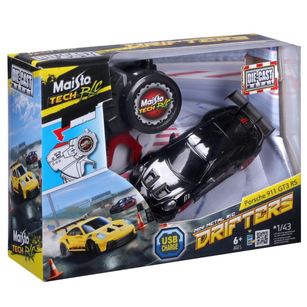 Masina metalica cu telecomanda, Maisto, Drifters, Porsche 911 GT3 RS, 1:43, Negru