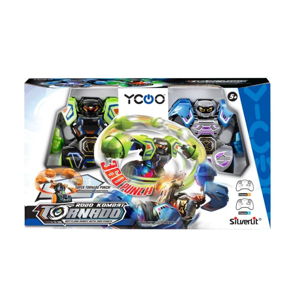 Set 2 roboti cu telecomanda, Silverlit, Robo Kombat, Tornado 360