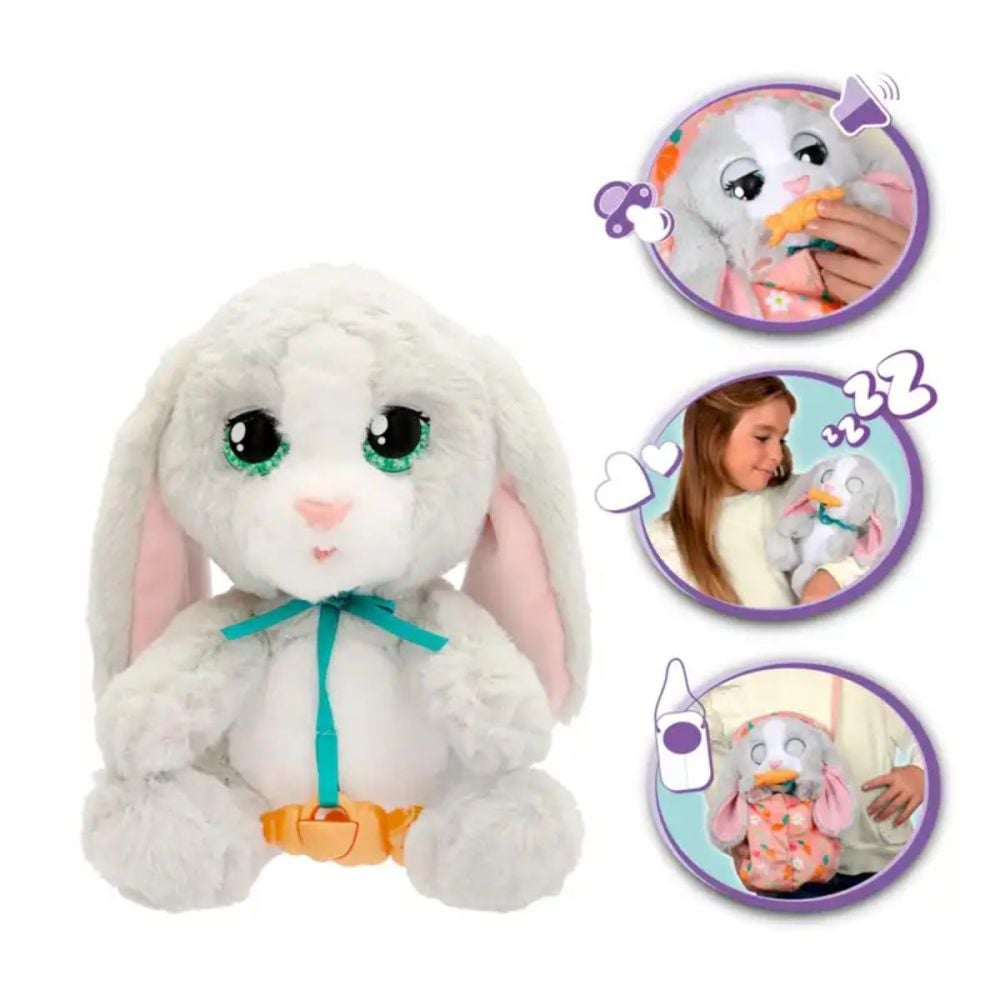 Jucarie de plus interactiva, Baby Paws, Iepuras, 24 cm