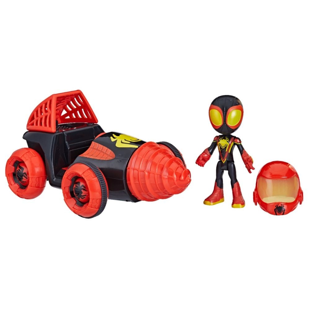 Set figurina cu vehicul, Spidey, Miles cu Drill Spinner, F72535