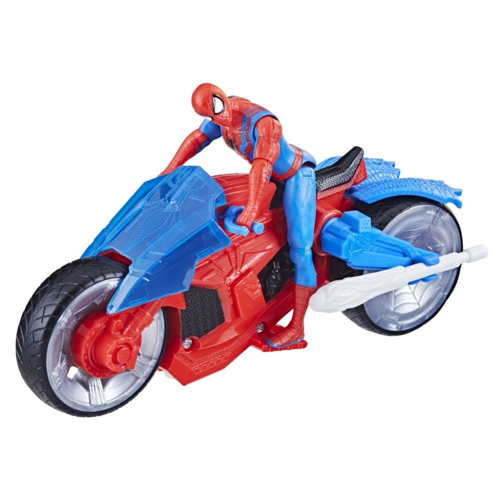 Set figurina cu motocicleta, Spiderman, Web Blast Cycle, 10 cm, F6899