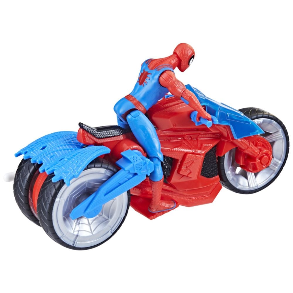 Set figurina cu motocicleta, Spiderman, Web Blast Cycle, 10 cm, F6899