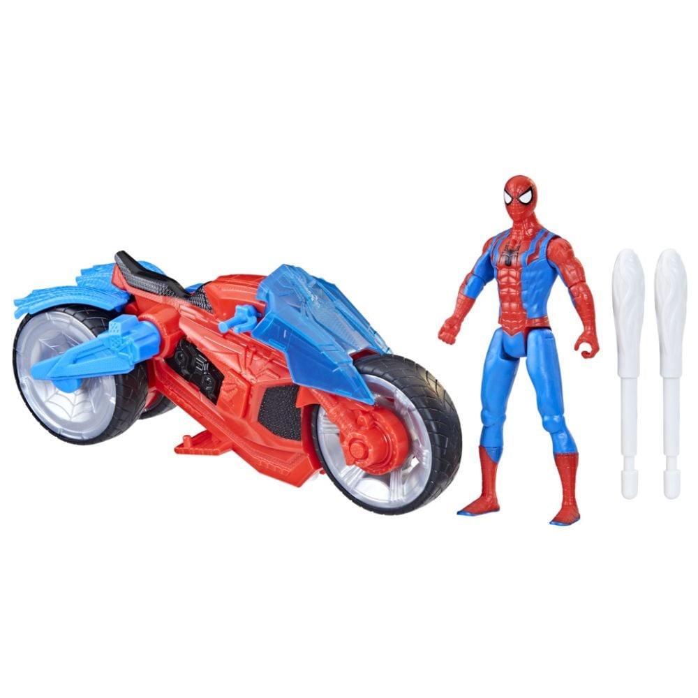 Set figurina cu motocicleta, Spiderman, Web Blast Cycle, 10 cm, F6899