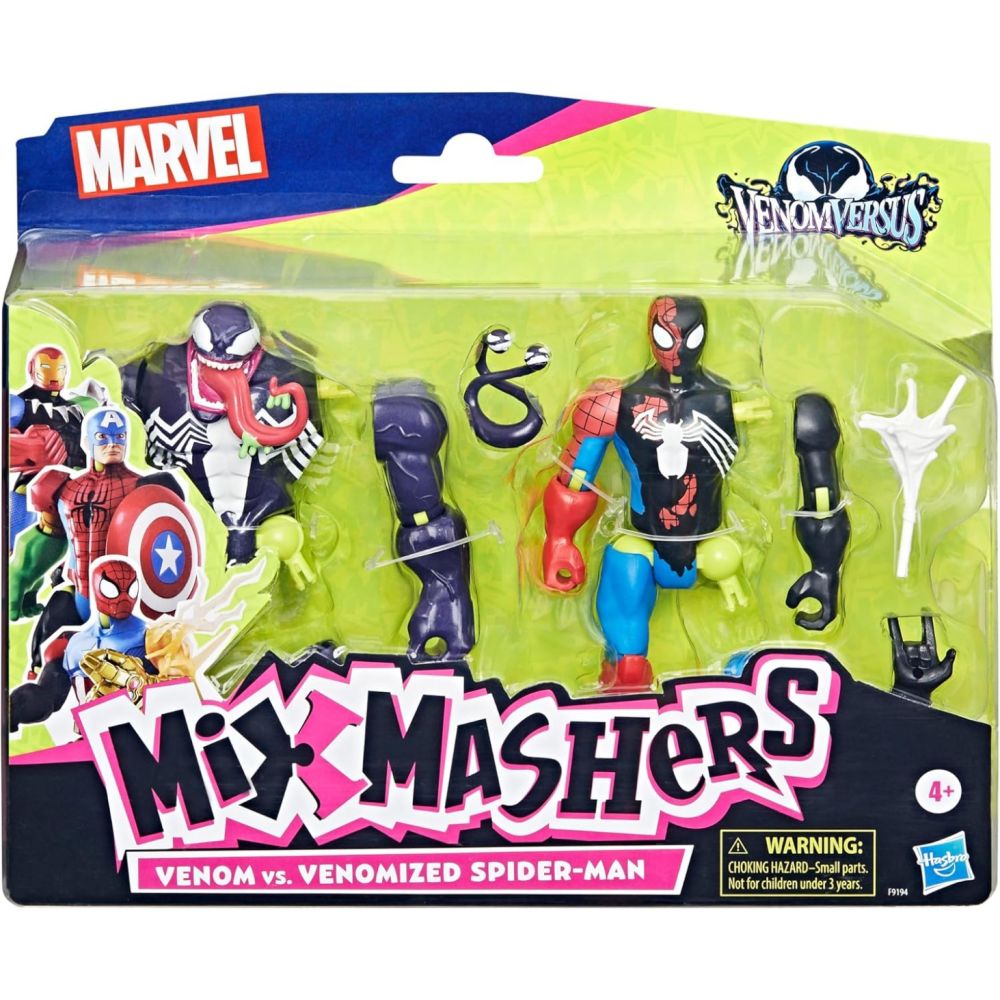 Set 2 figurine, Marvel, Mixmashers, Venom Vs Venomized Spiderman, F9194