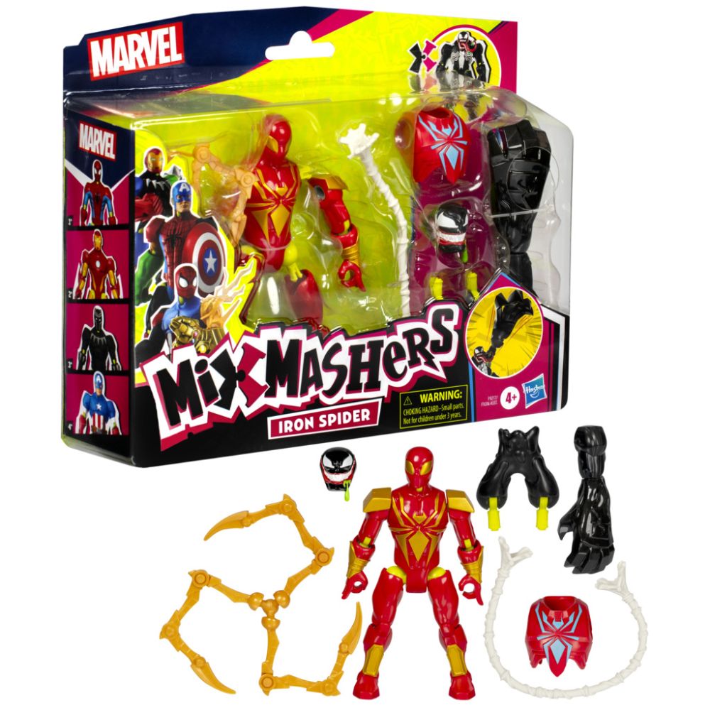 Figurina cu accesorii, Marvel Spiderman, Mixmashers, Iron Spider, F9217